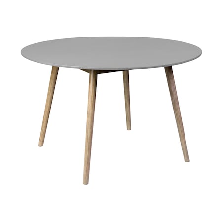 Armen Living Sydney Outdoor Patio Round Dining Table in Light Eucalyptus and Gray Stone 840254335943